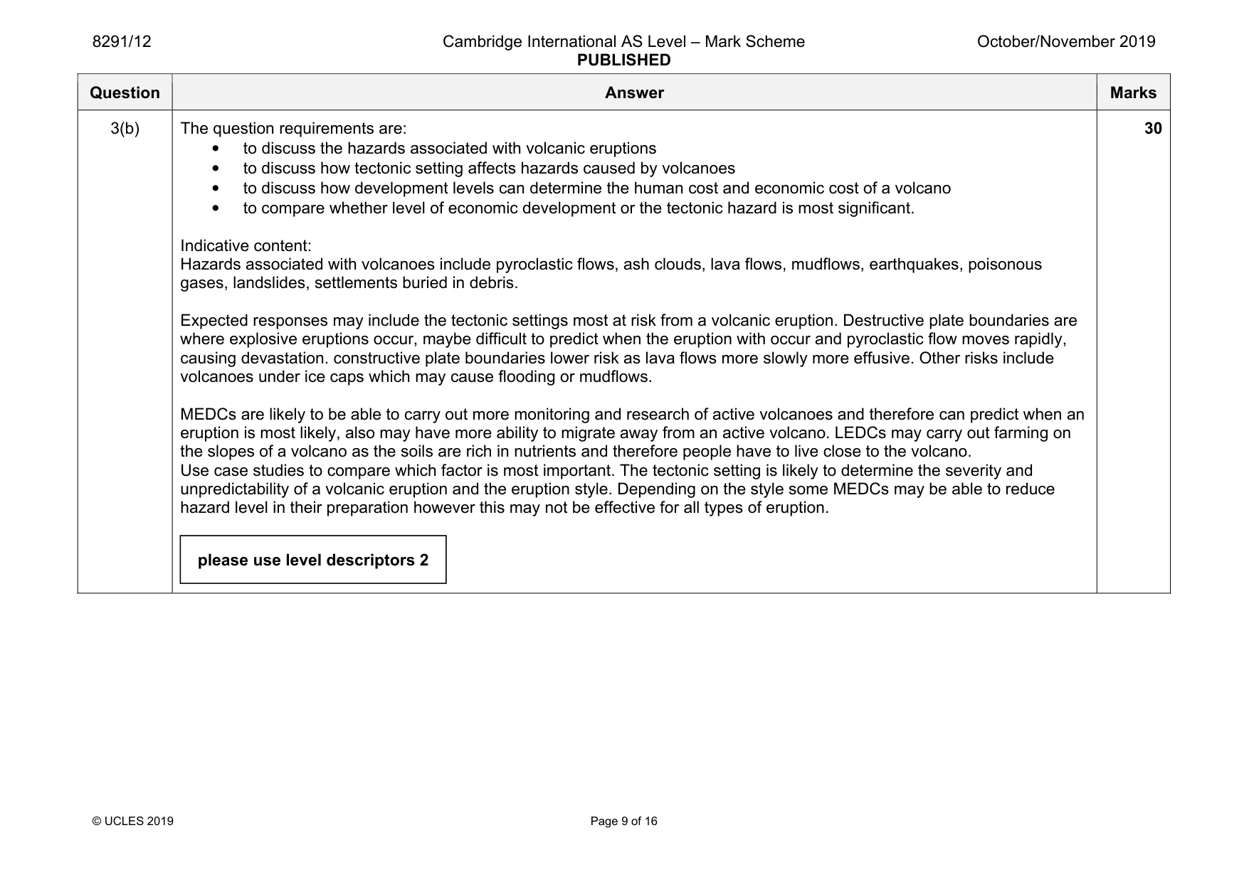 Mark scheme, page 9 of 16