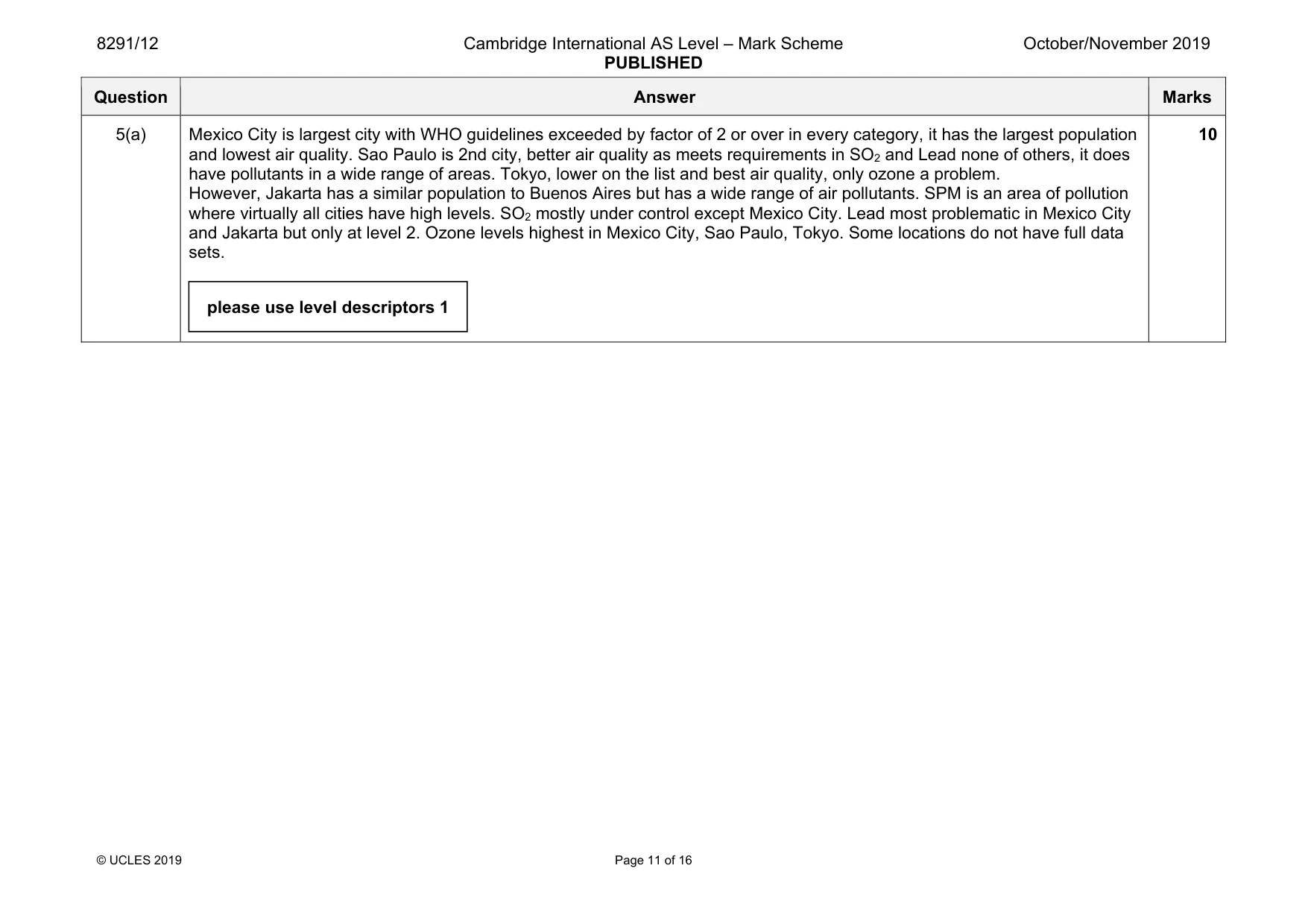 Mark scheme, page 11 of 16