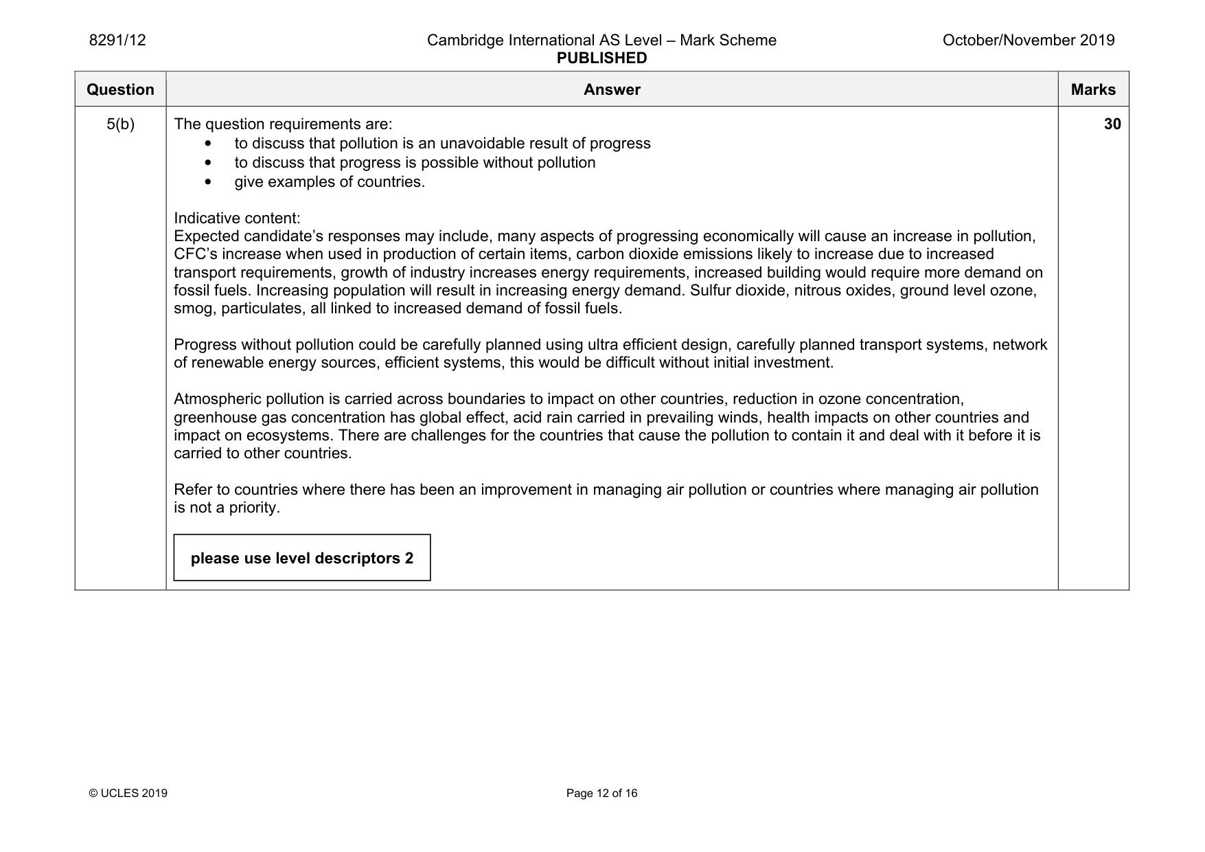 Mark scheme, page 12 of 16