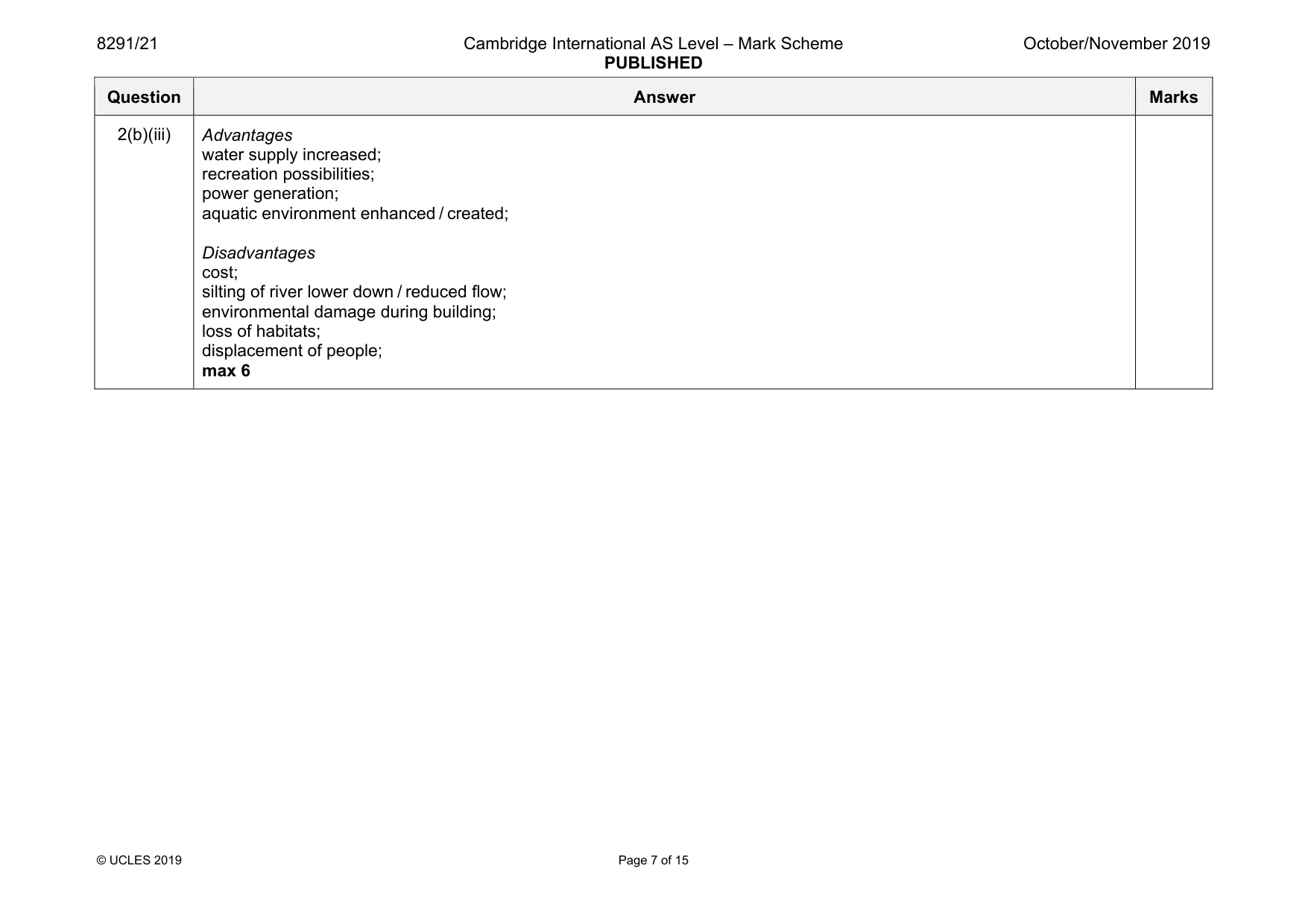 Mark scheme, page 7 of 15