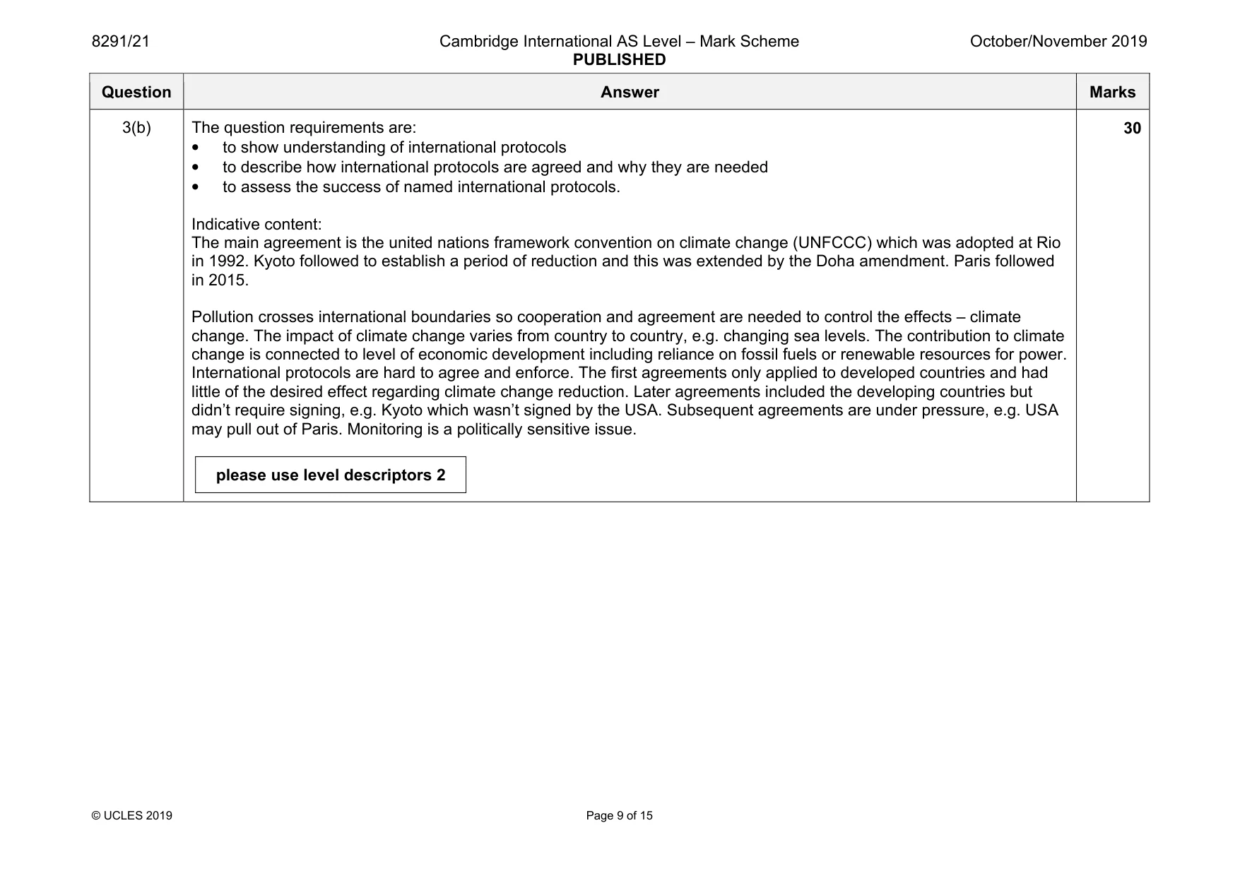 Mark scheme, page 9 of 15