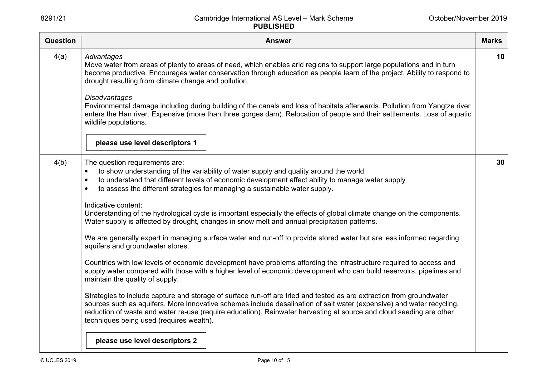 Mark scheme, page 10 of 15