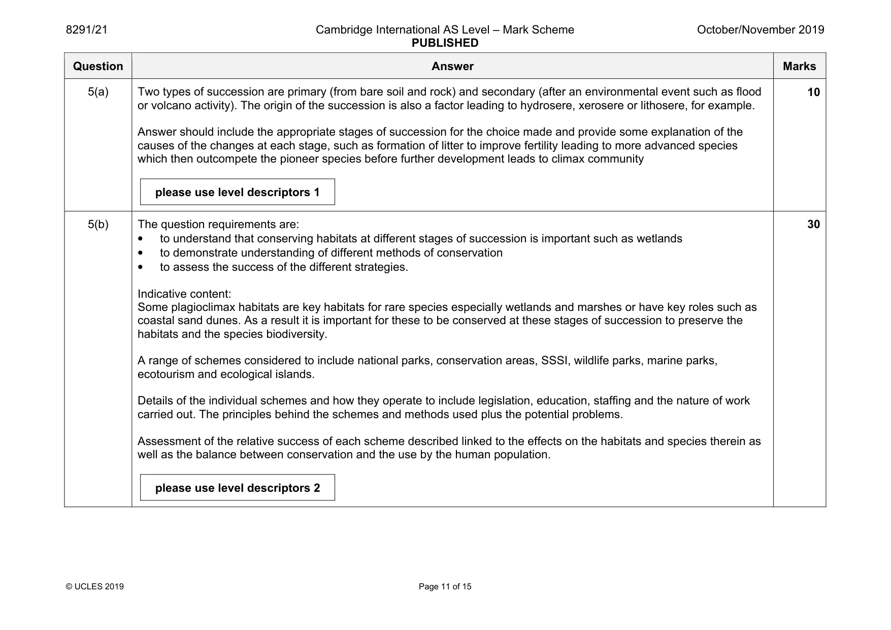 Mark scheme, page 11 of 15
