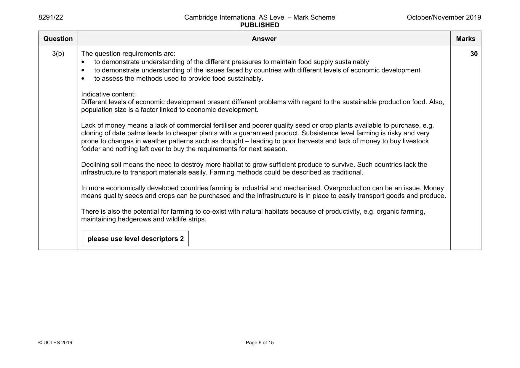 Mark scheme, page 9 of 15