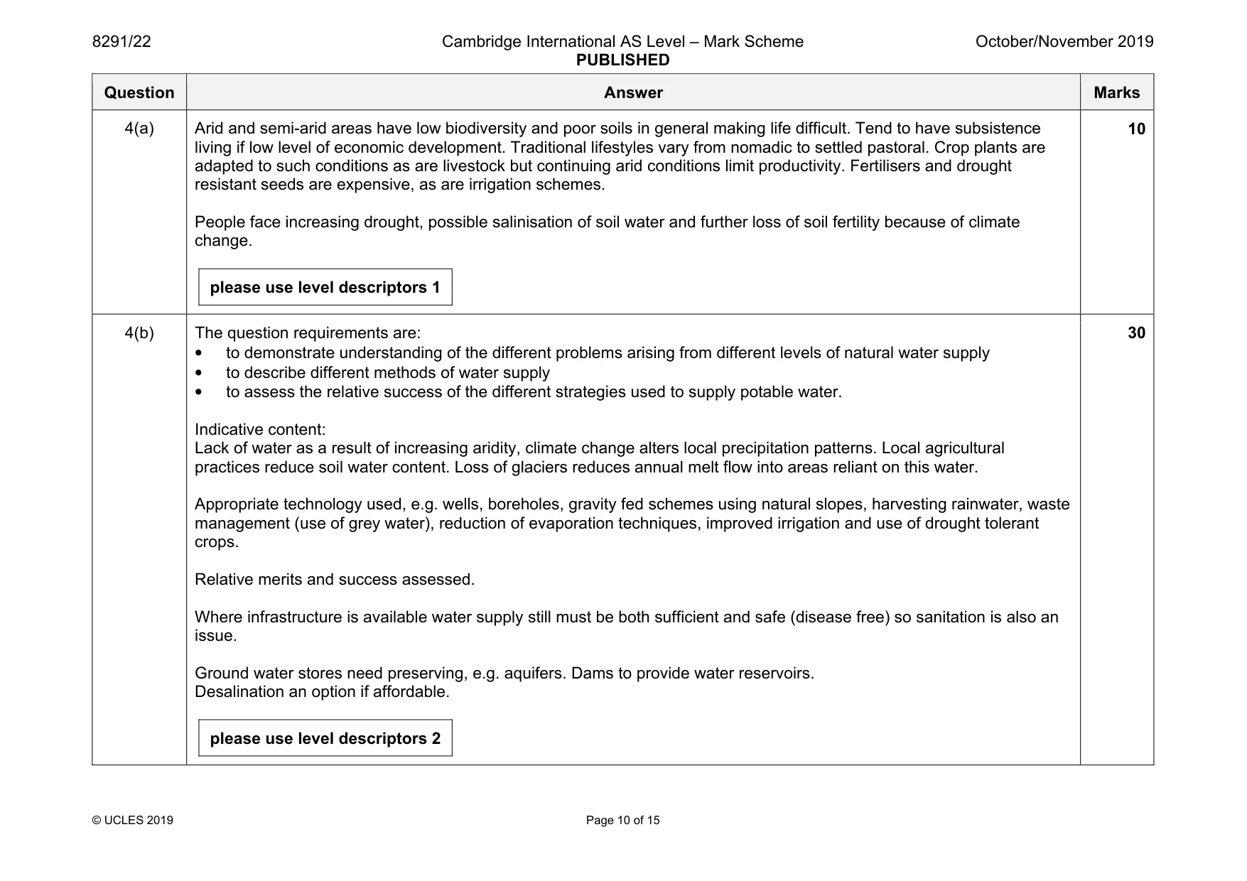 Mark scheme, page 10 of 15