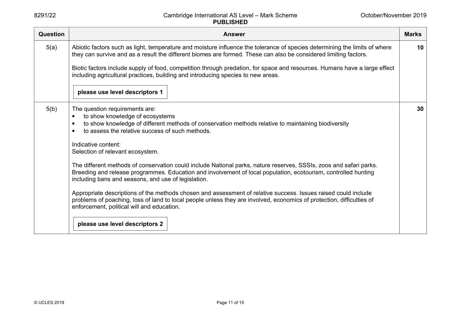 Mark scheme, page 11 of 15