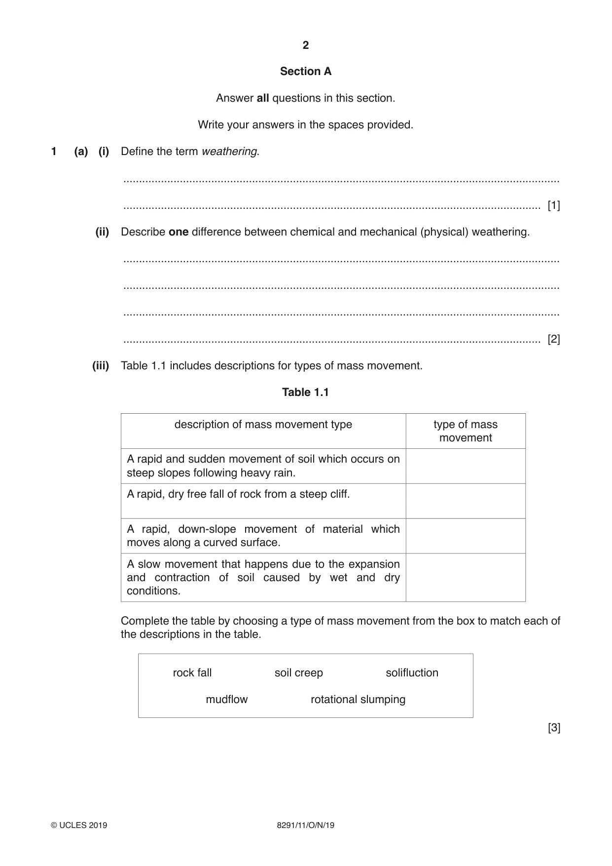 Cambridge A Level Environmental Management (AS only) 8291 2019 Oct/Nov Paper 1 · Variant 1 question paper, page 2 of 12