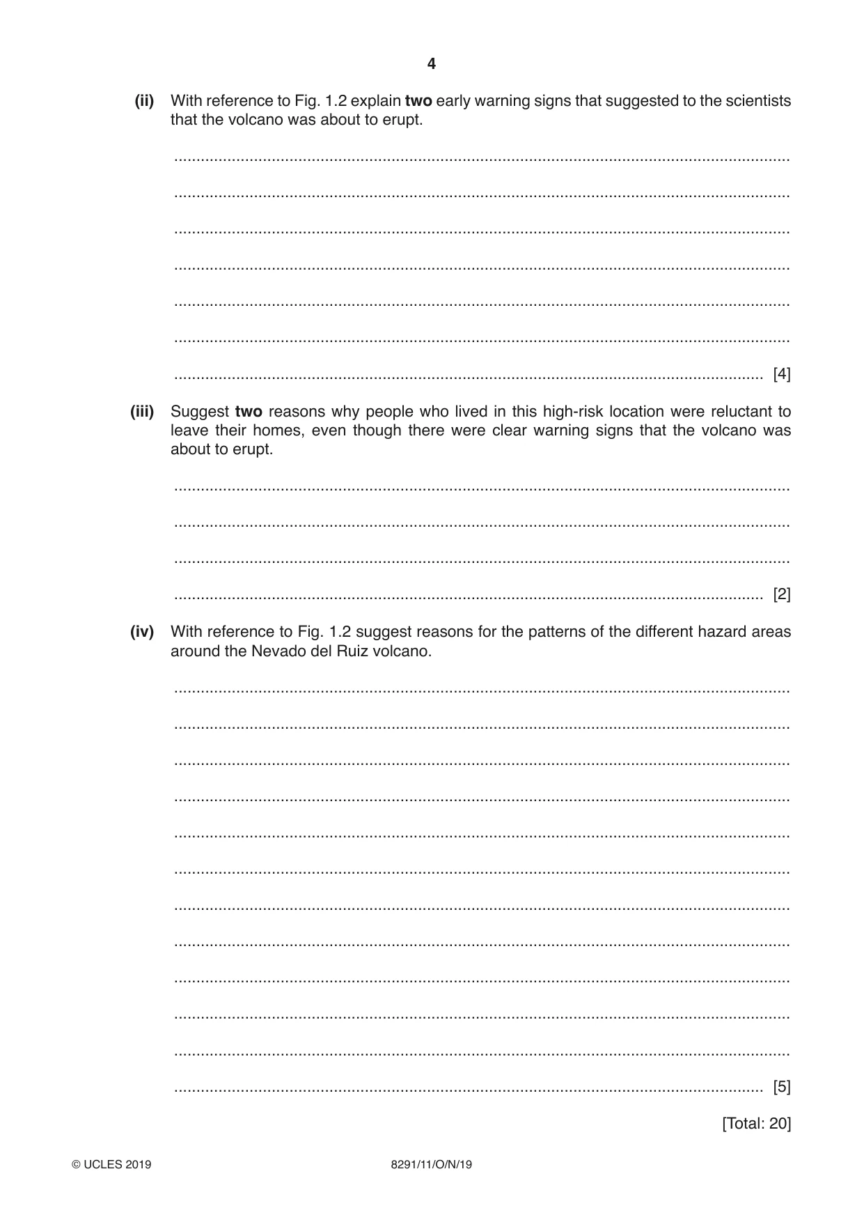 Cambridge A Level Environmental Management (AS only) 8291 2019 Oct/Nov Paper 1 · Variant 1 question paper, page 4 of 12