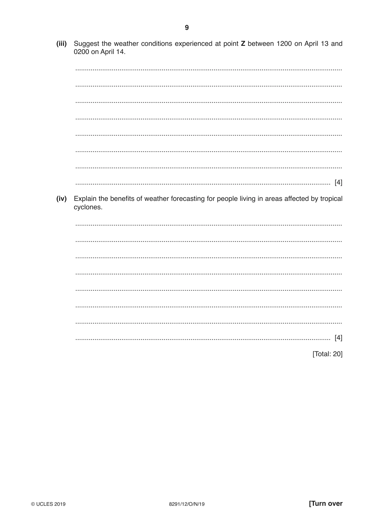 Cambridge A Level Environmental Management (AS only) 8291 2019 Oct/Nov Paper 1 · Variant 2 question paper, page 9 of 12