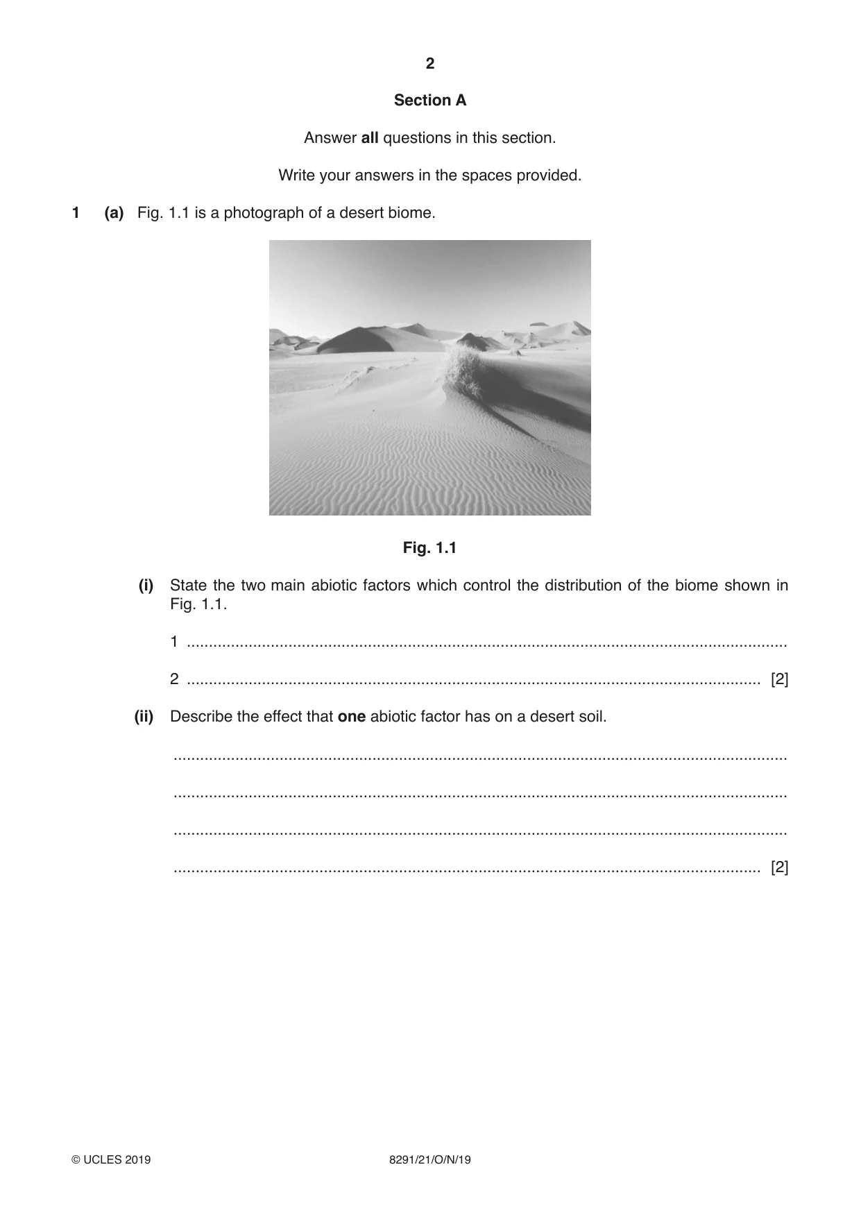 Cambridge A Level Environmental Management (AS only) 8291 2019 Oct/Nov Paper 2 · Variant 1 question paper, page 2 of 12
