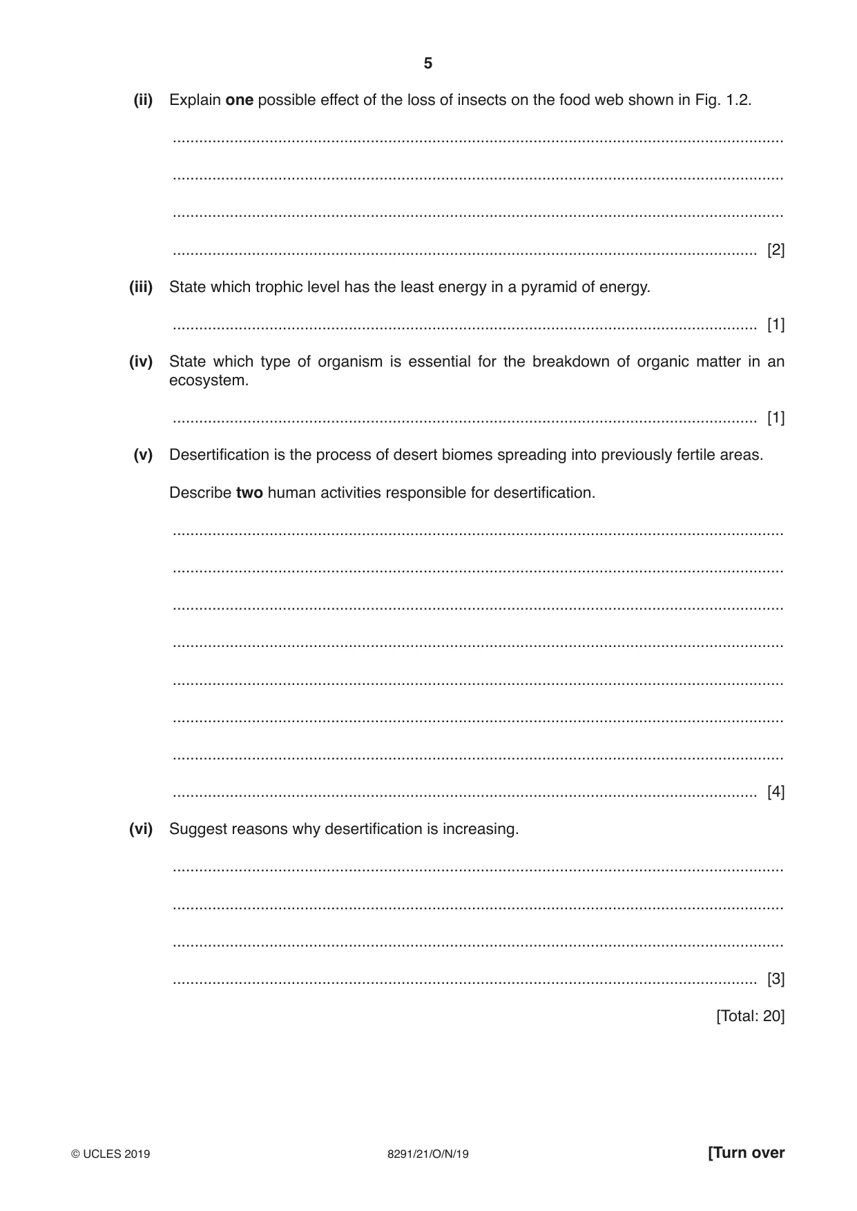 Cambridge A Level Environmental Management (AS only) 8291 2019 Oct/Nov Paper 2 · Variant 1 question paper, page 5 of 12