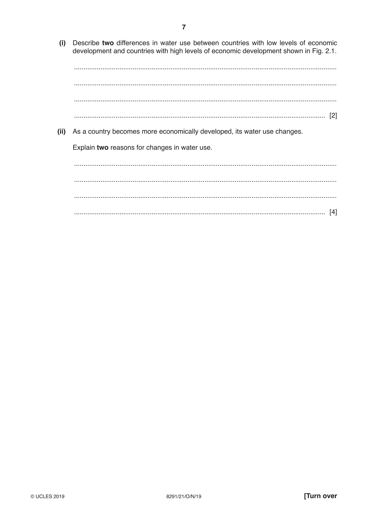 Cambridge A Level Environmental Management (AS only) 8291 2019 Oct/Nov Paper 2 · Variant 1 question paper, page 7 of 12