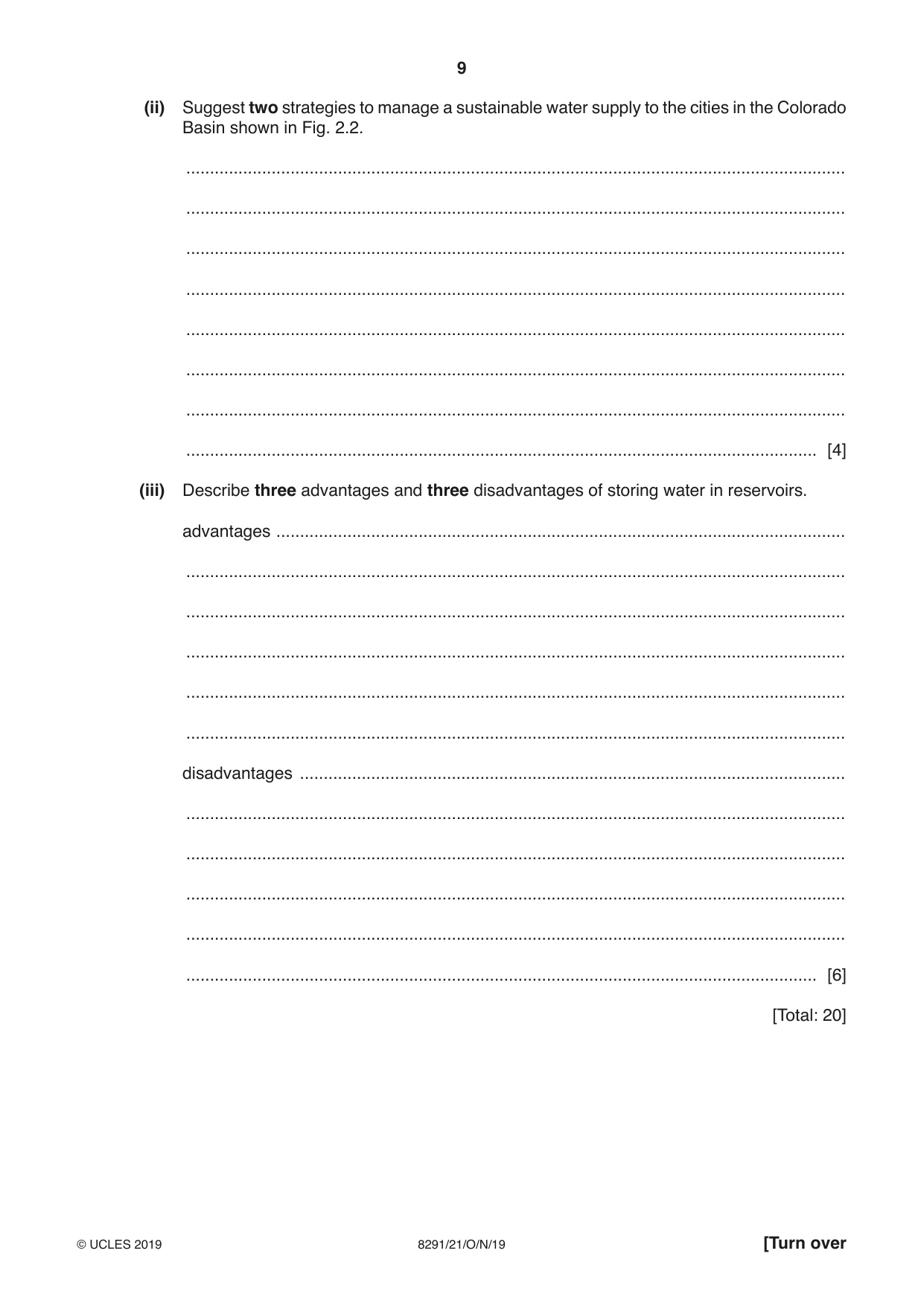 Cambridge A Level Environmental Management (AS only) 8291 2019 Oct/Nov Paper 2 · Variant 1 question paper, page 9 of 12