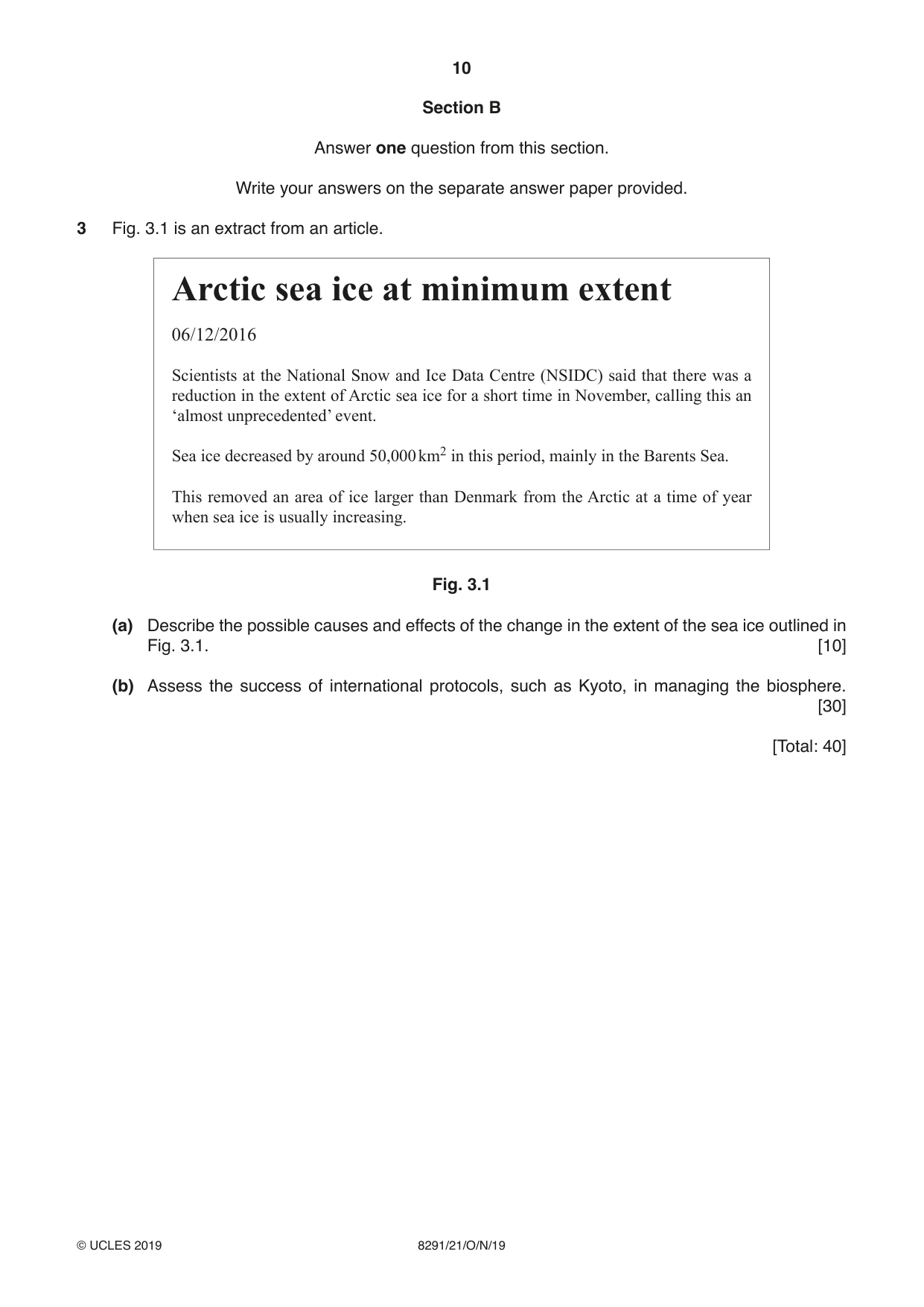 Cambridge A Level Environmental Management (AS only) 8291 2019 Oct/Nov Paper 2 · Variant 1 question paper, page 10 of 12
