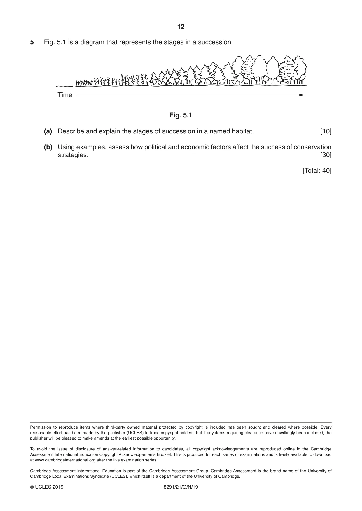 Cambridge A Level Environmental Management (AS only) 8291 2019 Oct/Nov Paper 2 · Variant 1 question paper, page 12 of 12