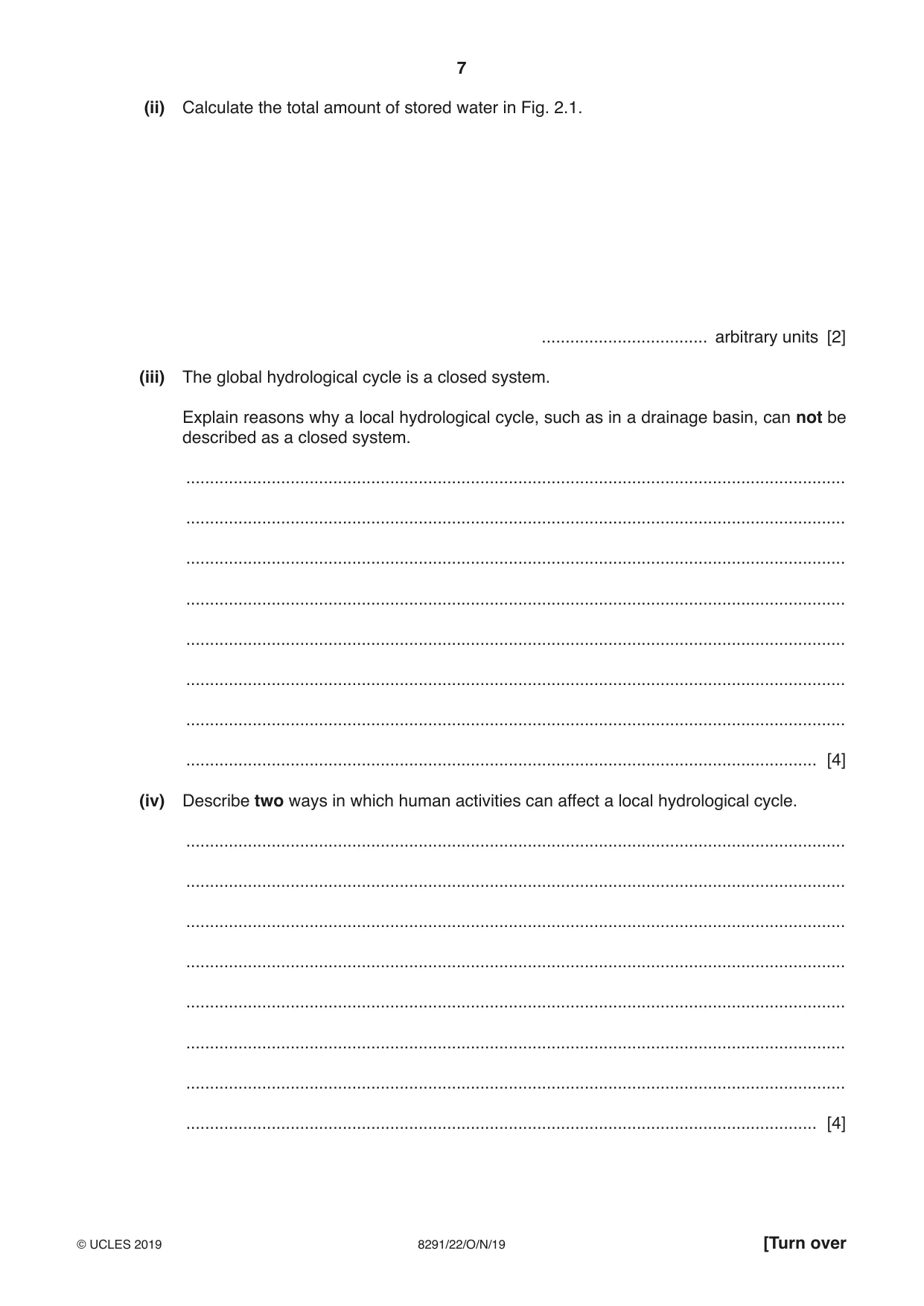 Cambridge A Level Environmental Management (AS only) 8291 2019 Oct/Nov Paper 2 · Variant 2 question paper, page 7 of 12
