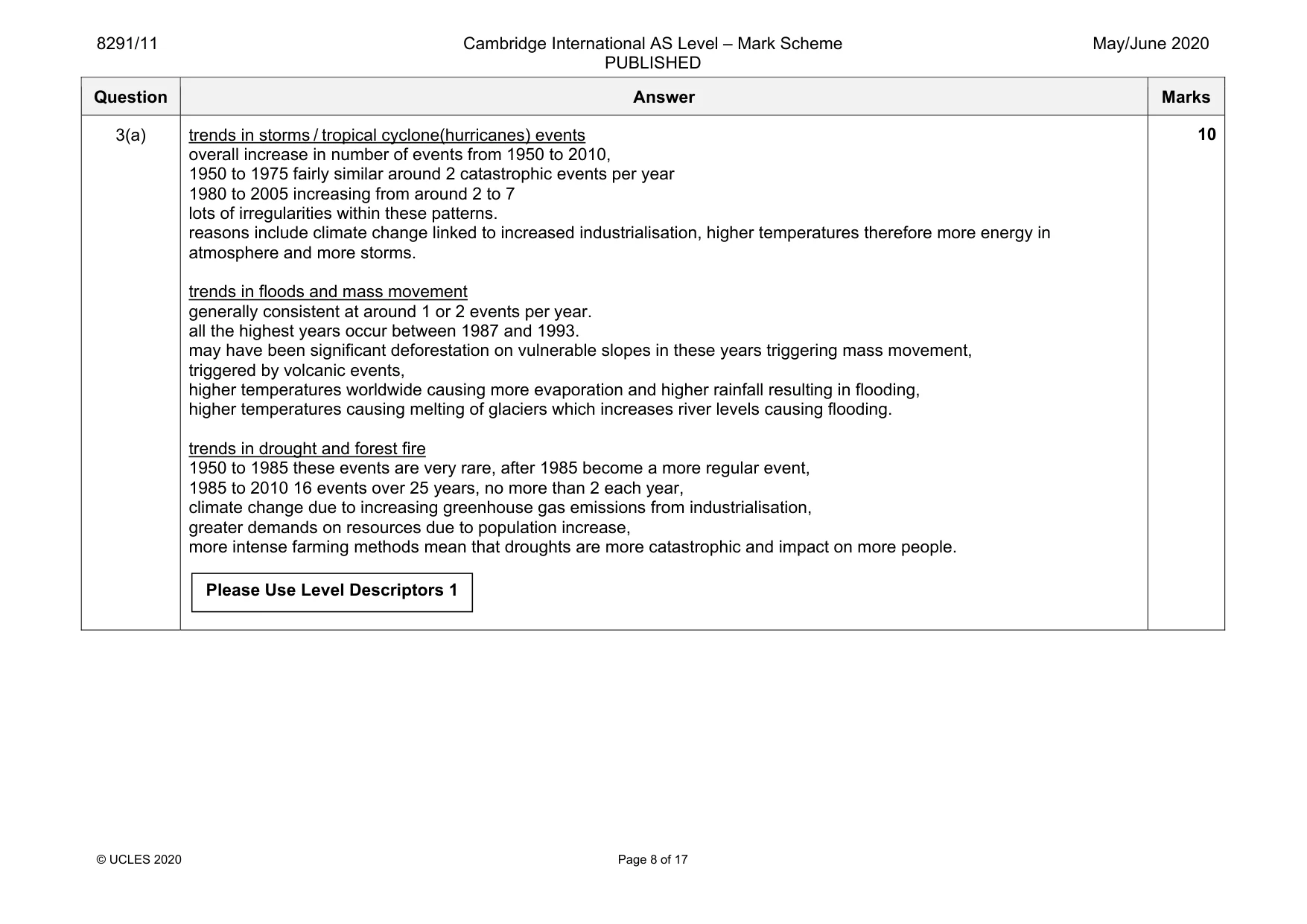 Mark scheme, page 8 of 17