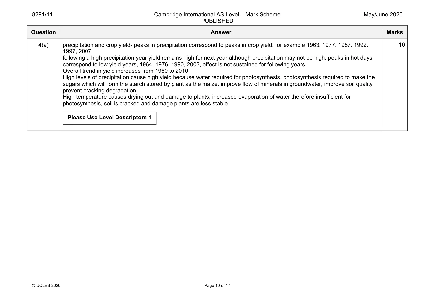 Mark scheme, page 10 of 17