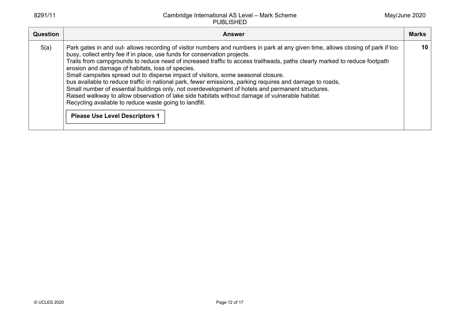 Mark scheme, page 12 of 17