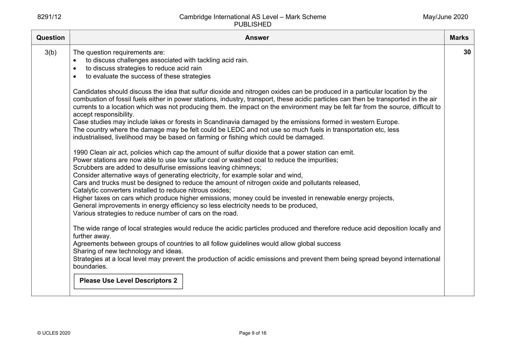 Mark scheme, page 9 of 16