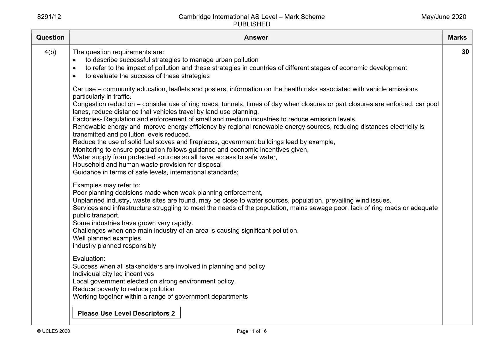 Mark scheme, page 11 of 16