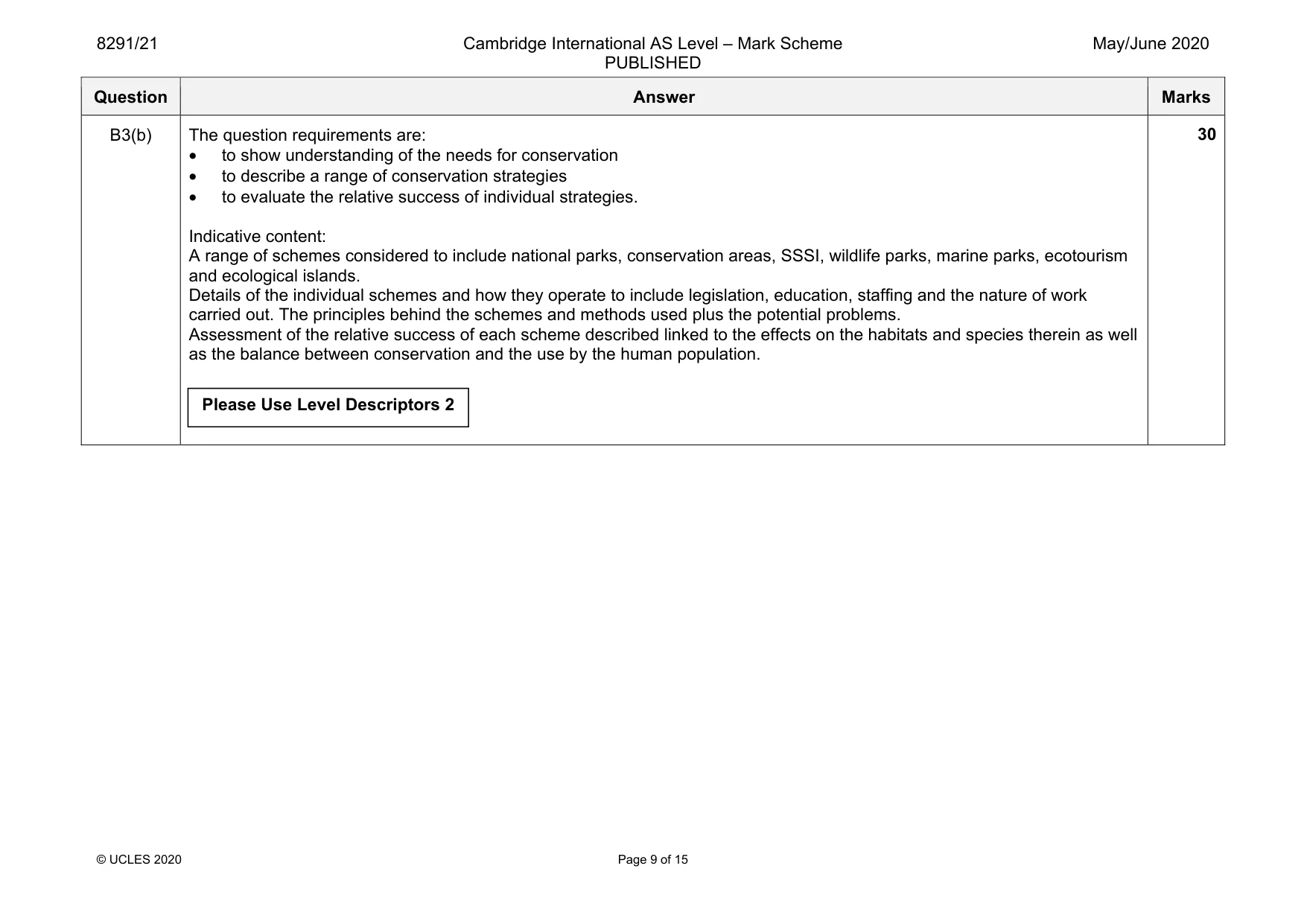 Mark scheme, page 9 of 15