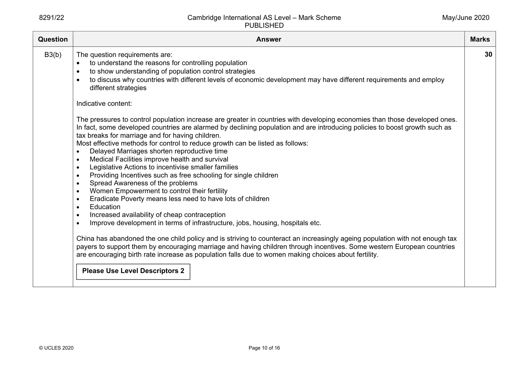 Mark scheme, page 10 of 16