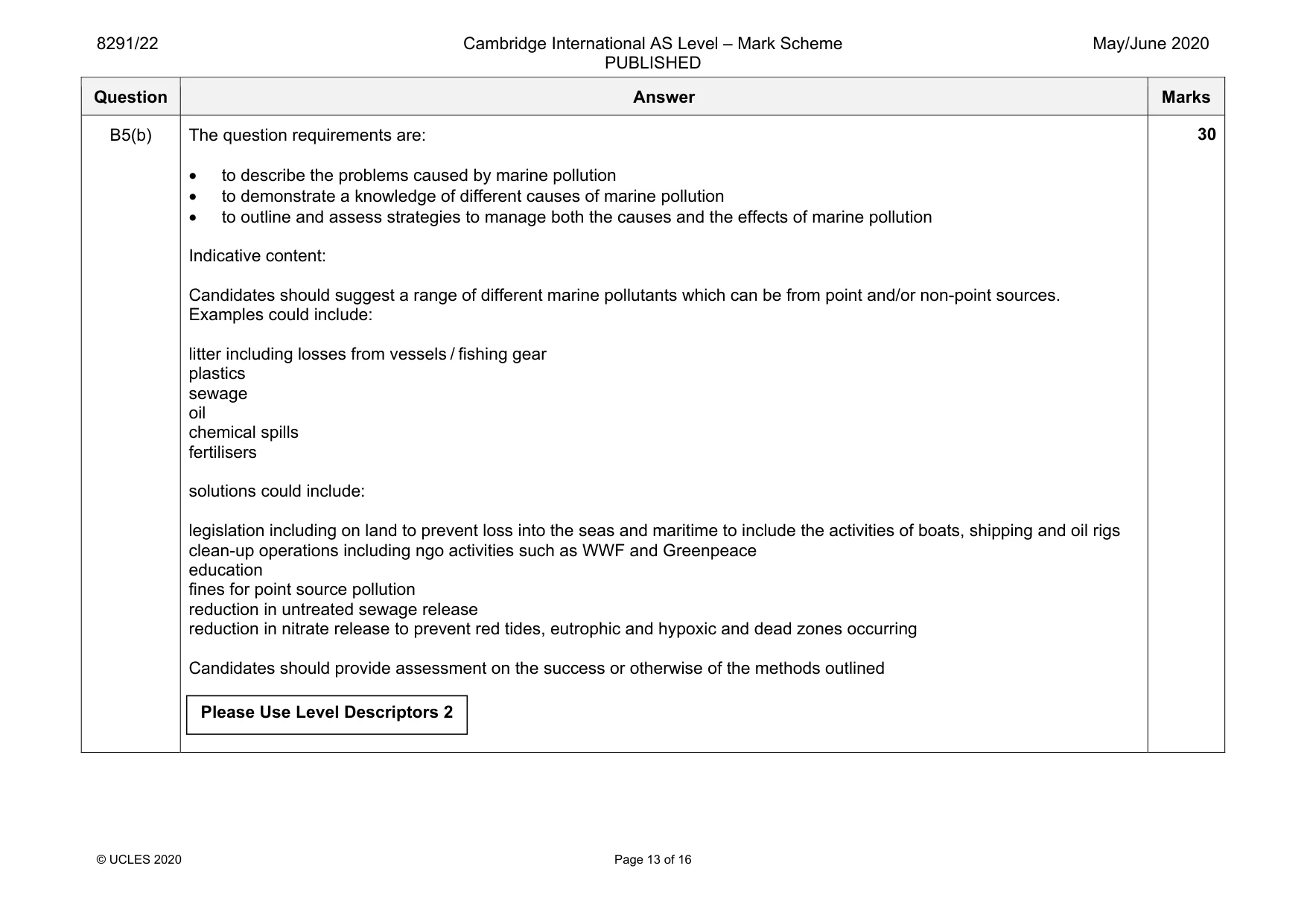 Mark scheme, page 13 of 16