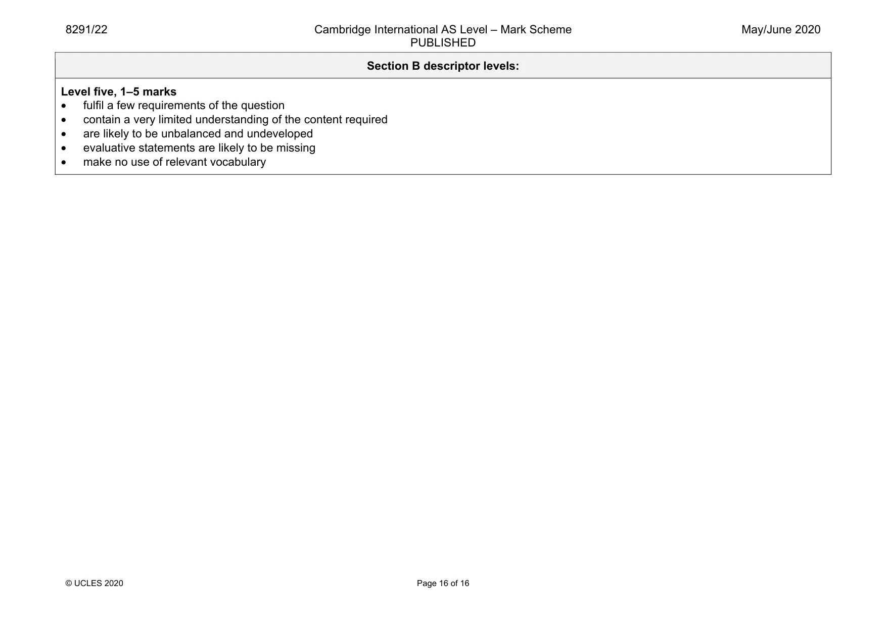 Mark scheme, page 16 of 16