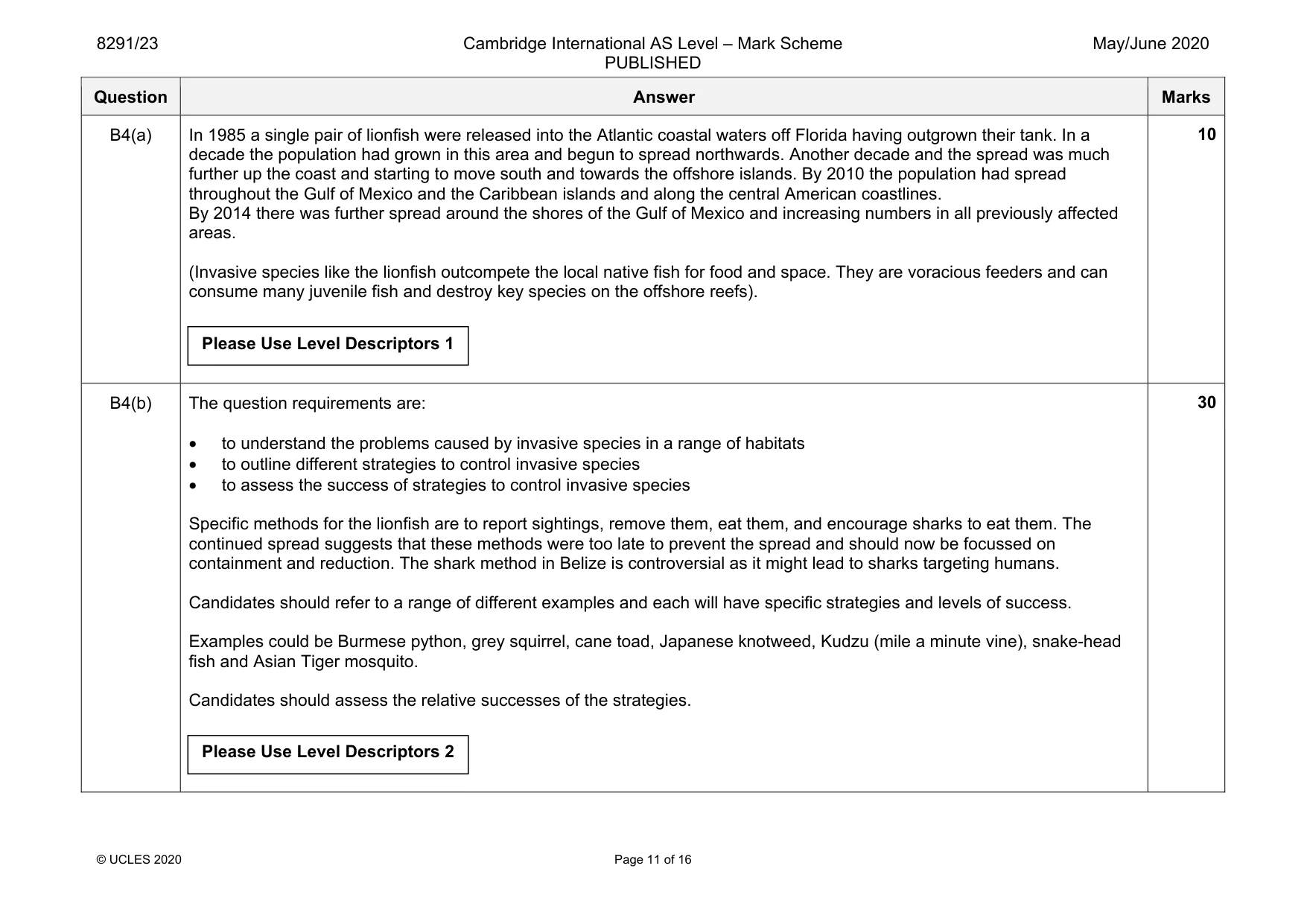 Mark scheme, page 11 of 16