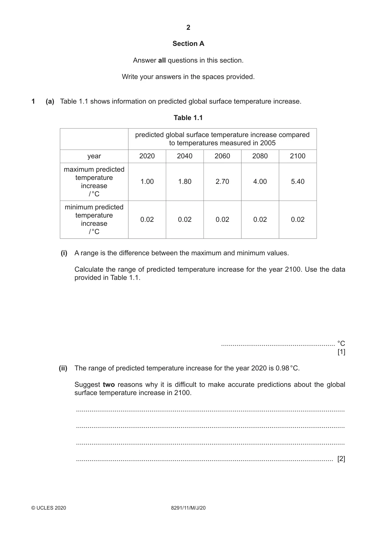 Cambridge A Level Environmental Management (AS only) 8291 2020 May/June Paper 1 · Variant 1 question paper, page 2 of 12