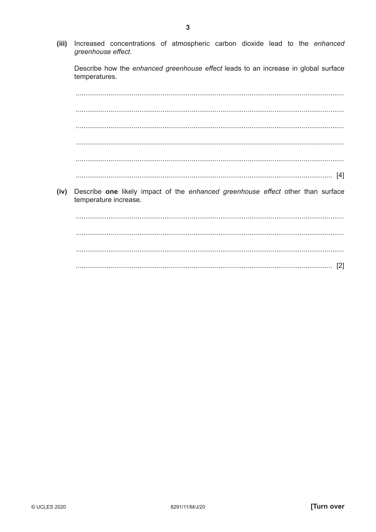 Cambridge A Level Environmental Management (AS only) 8291 2020 May/June Paper 1 · Variant 1 question paper, page 3 of 12