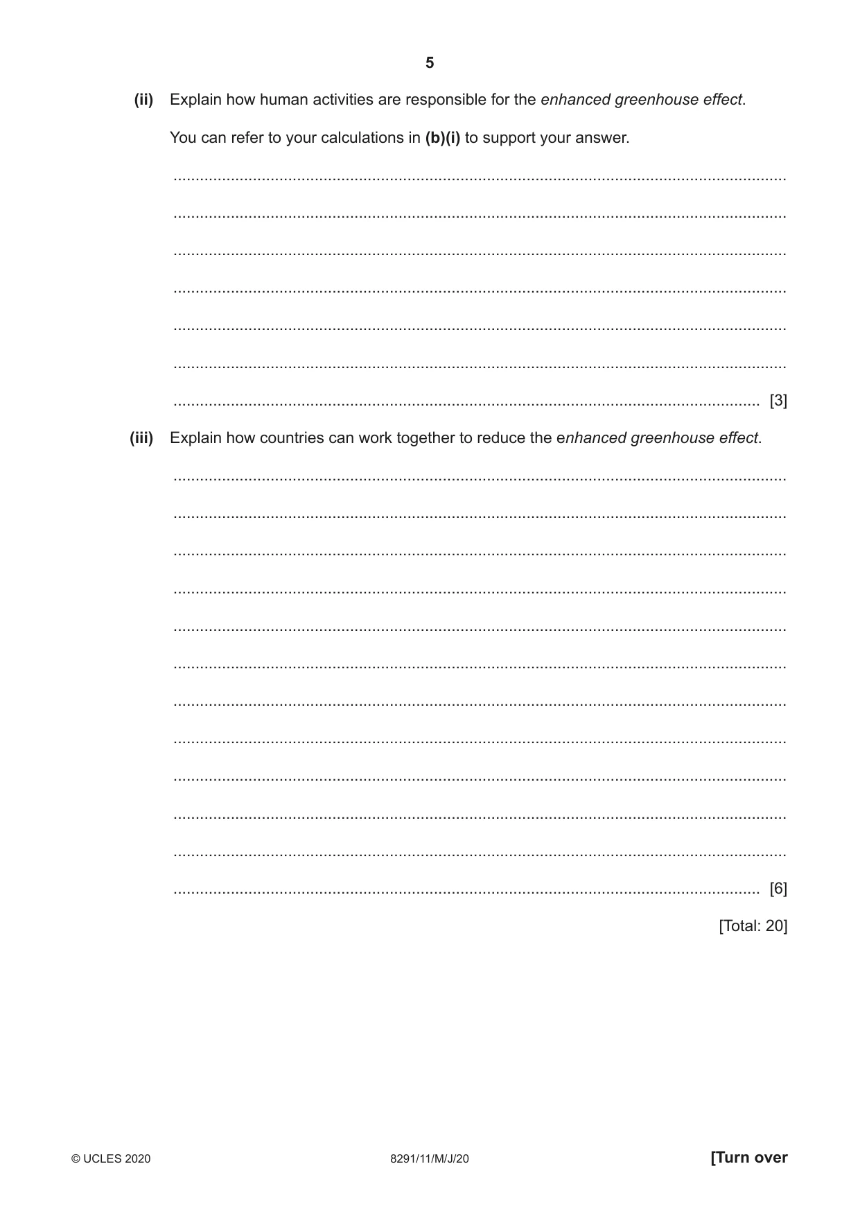 Cambridge A Level Environmental Management (AS only) 8291 2020 May/June Paper 1 · Variant 1 question paper, page 5 of 12