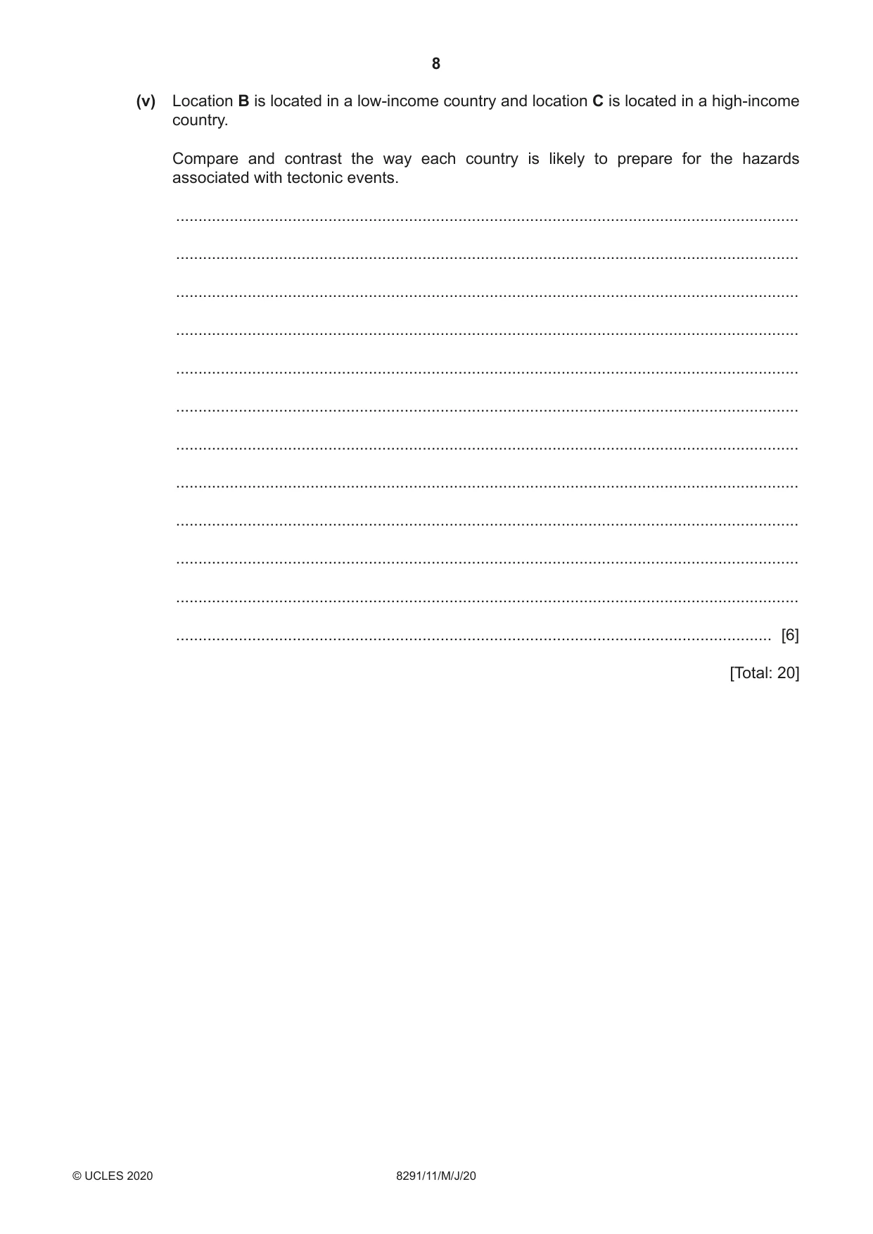 Cambridge A Level Environmental Management (AS only) 8291 2020 May/June Paper 1 · Variant 1 question paper, page 8 of 12