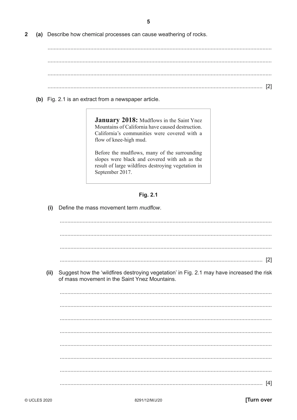 Cambridge A Level Environmental Management (AS only) 8291 2020 May/June Paper 1 · Variant 2 question paper, page 5 of 12