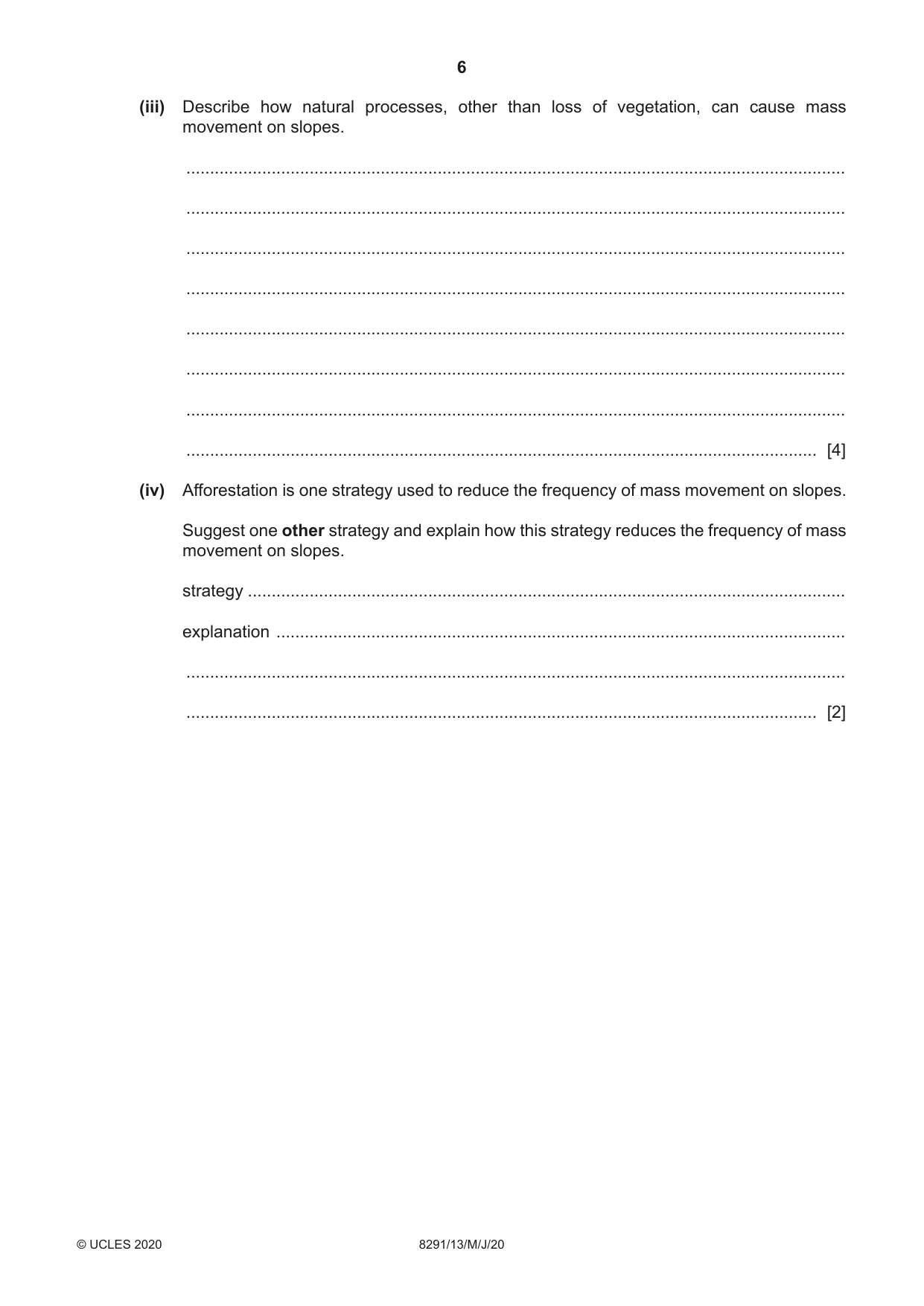 Cambridge A Level Environmental Management (AS only) 8291 2020 May/June Paper 1 · Variant 3 question paper, page 6 of 12