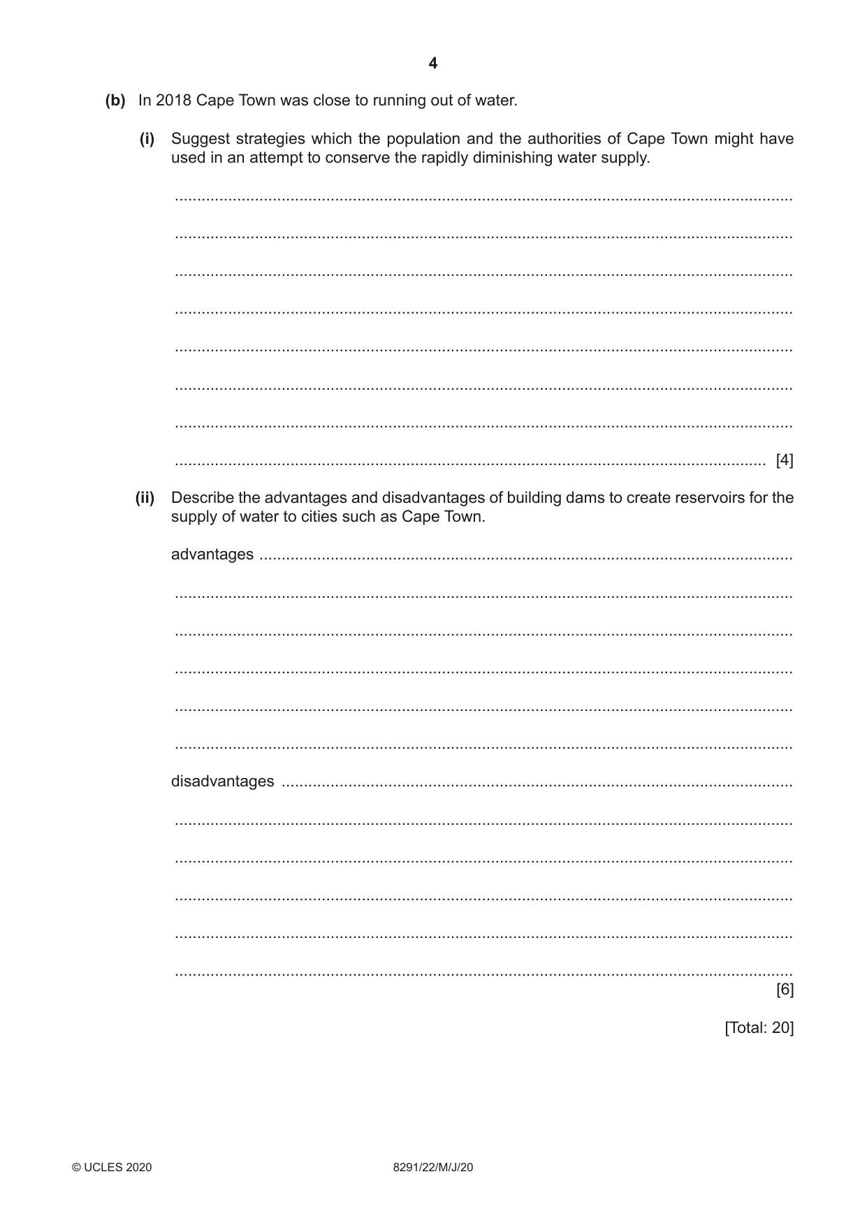 Cambridge A Level Environmental Management (AS only) 8291 2020 May/June Paper 2 · Variant 2 question paper, page 4 of 12