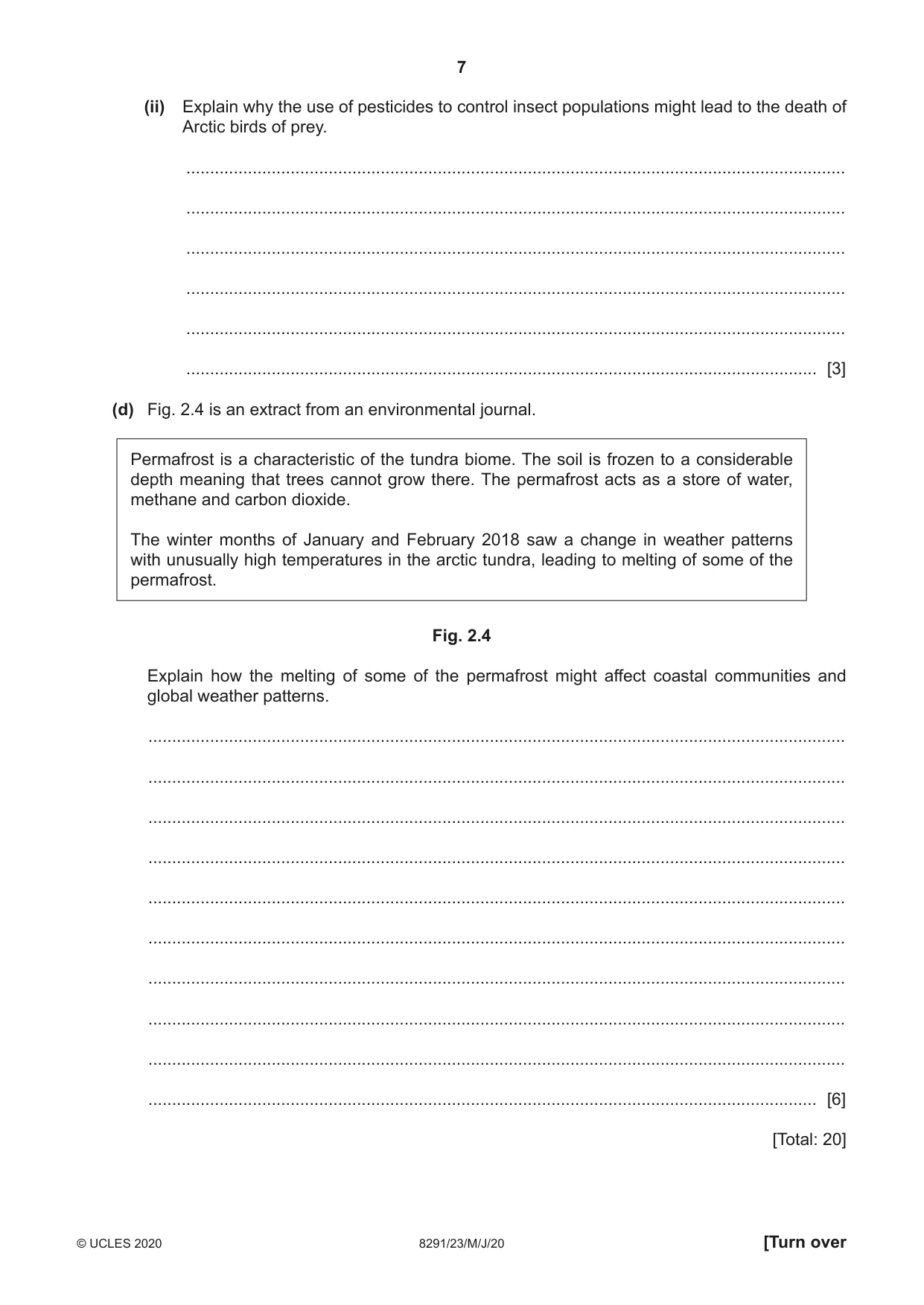 Cambridge A Level Environmental Management (AS only) 8291 2020 May/June Paper 2 · Variant 3 question paper, page 7 of 12