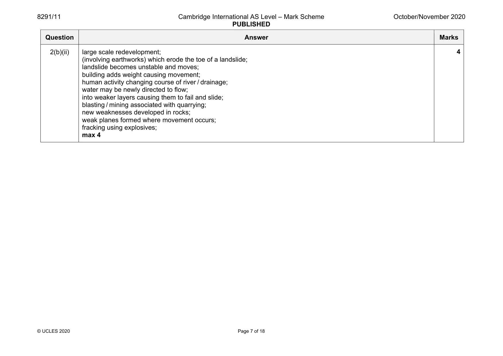 Mark scheme, page 7 of 18