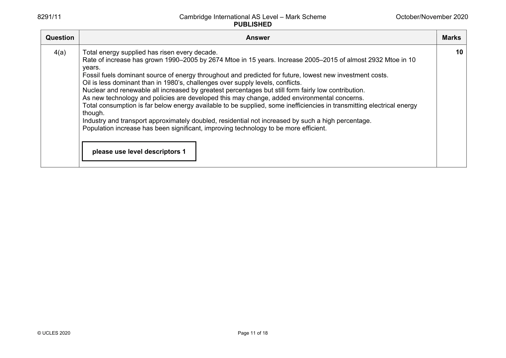 Mark scheme, page 11 of 18