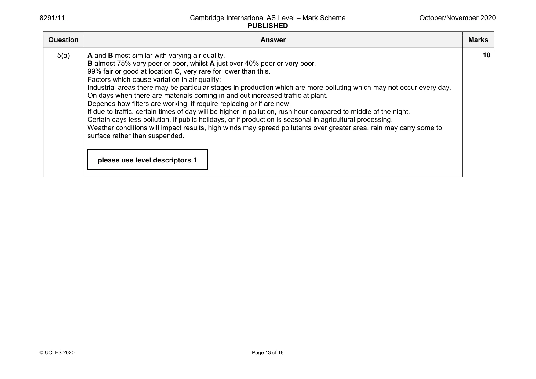 Mark scheme, page 13 of 18