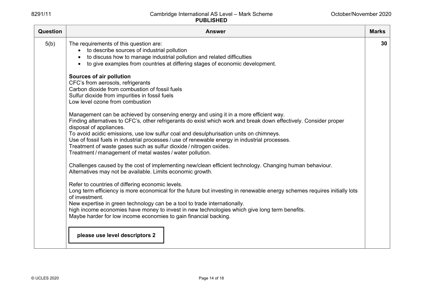 Mark scheme, page 14 of 18