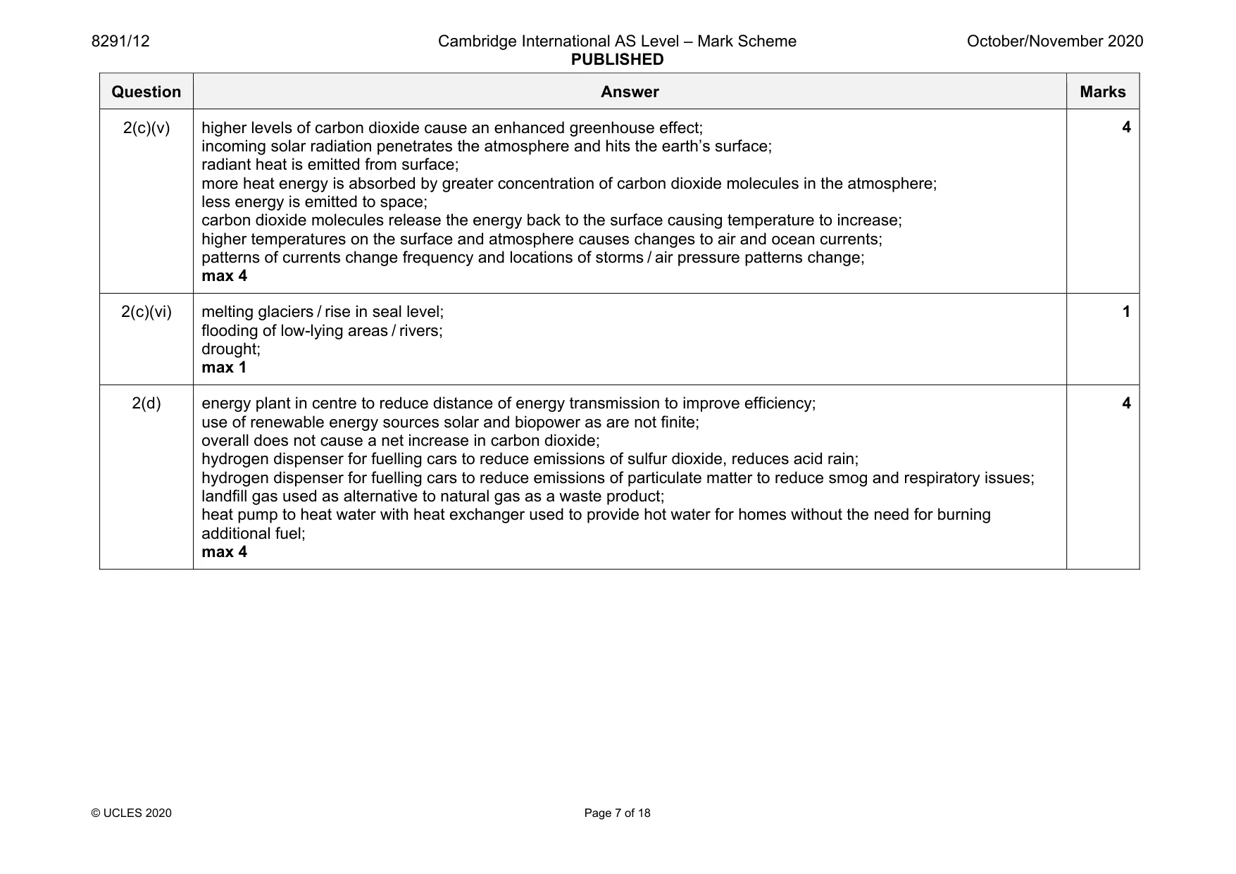 Mark scheme, page 7 of 18