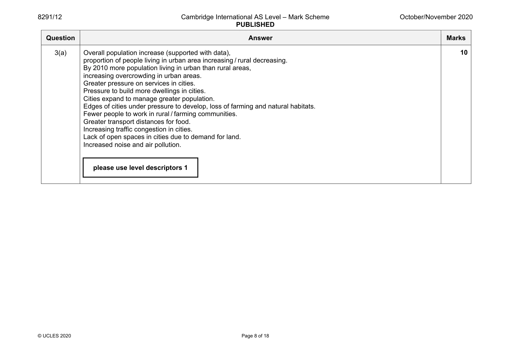 Mark scheme, page 8 of 18
