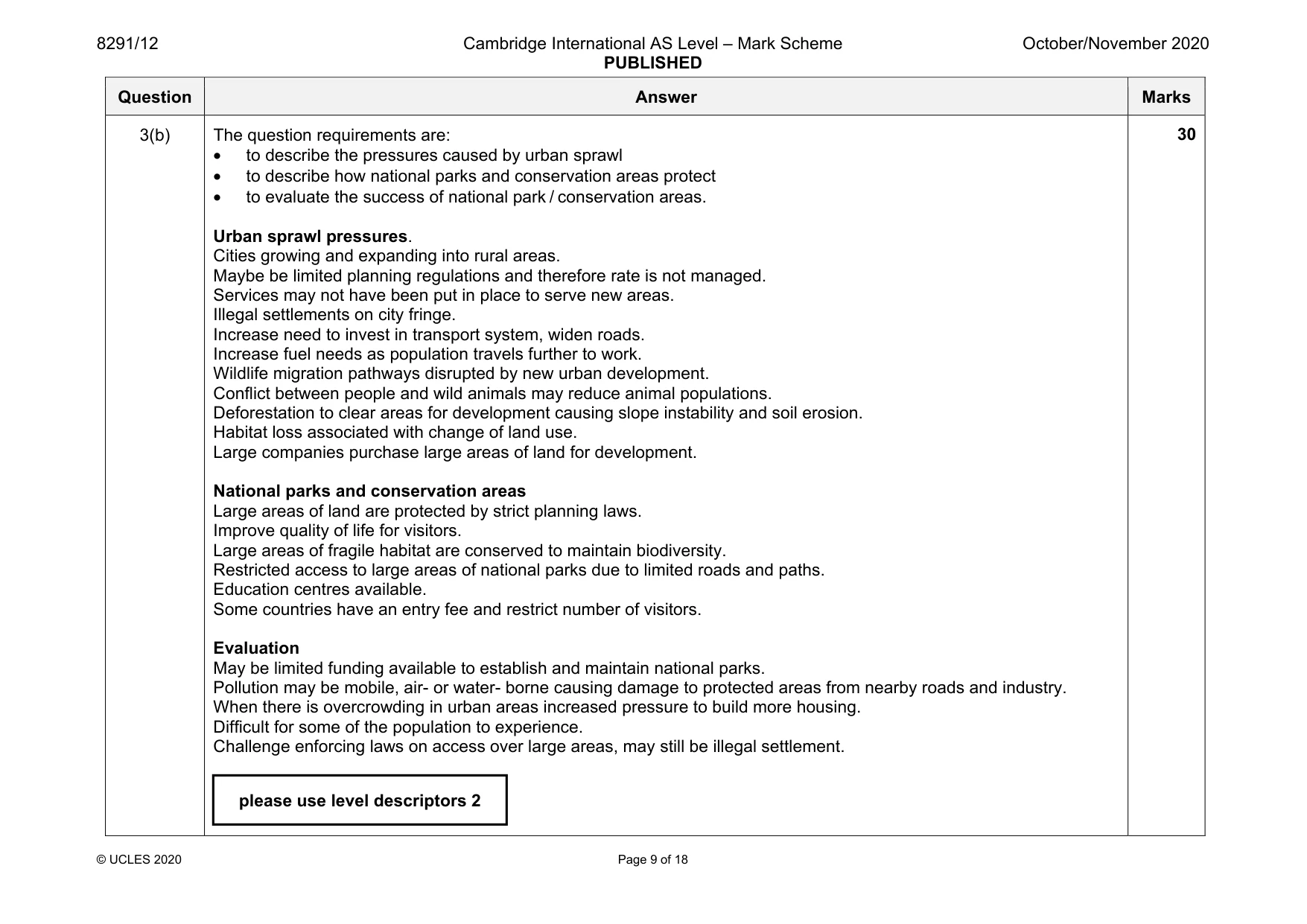 Mark scheme, page 9 of 18