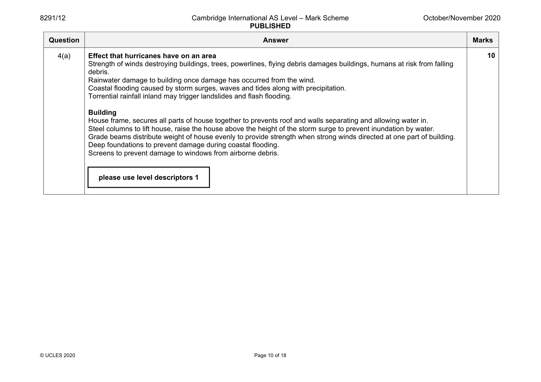 Mark scheme, page 10 of 18
