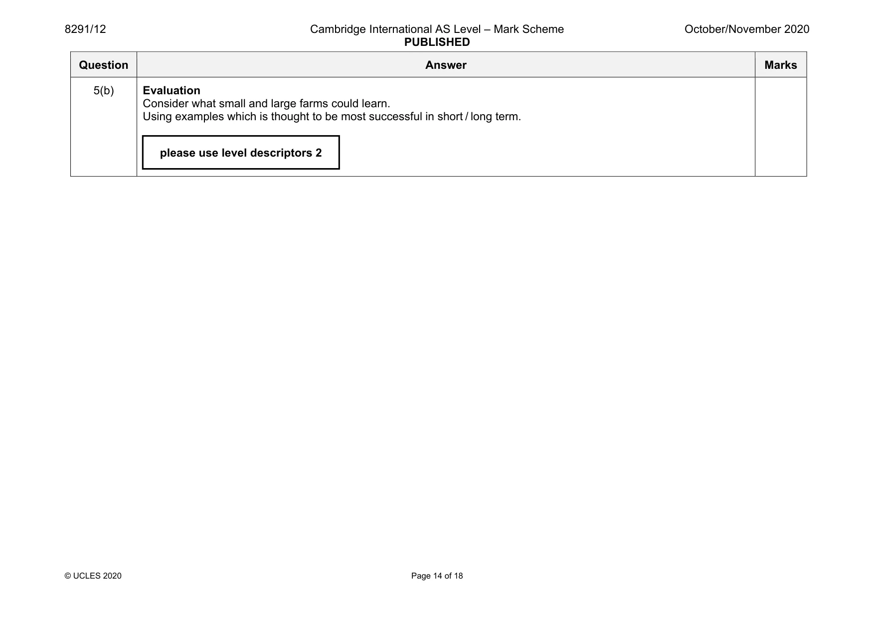 Mark scheme, page 14 of 18