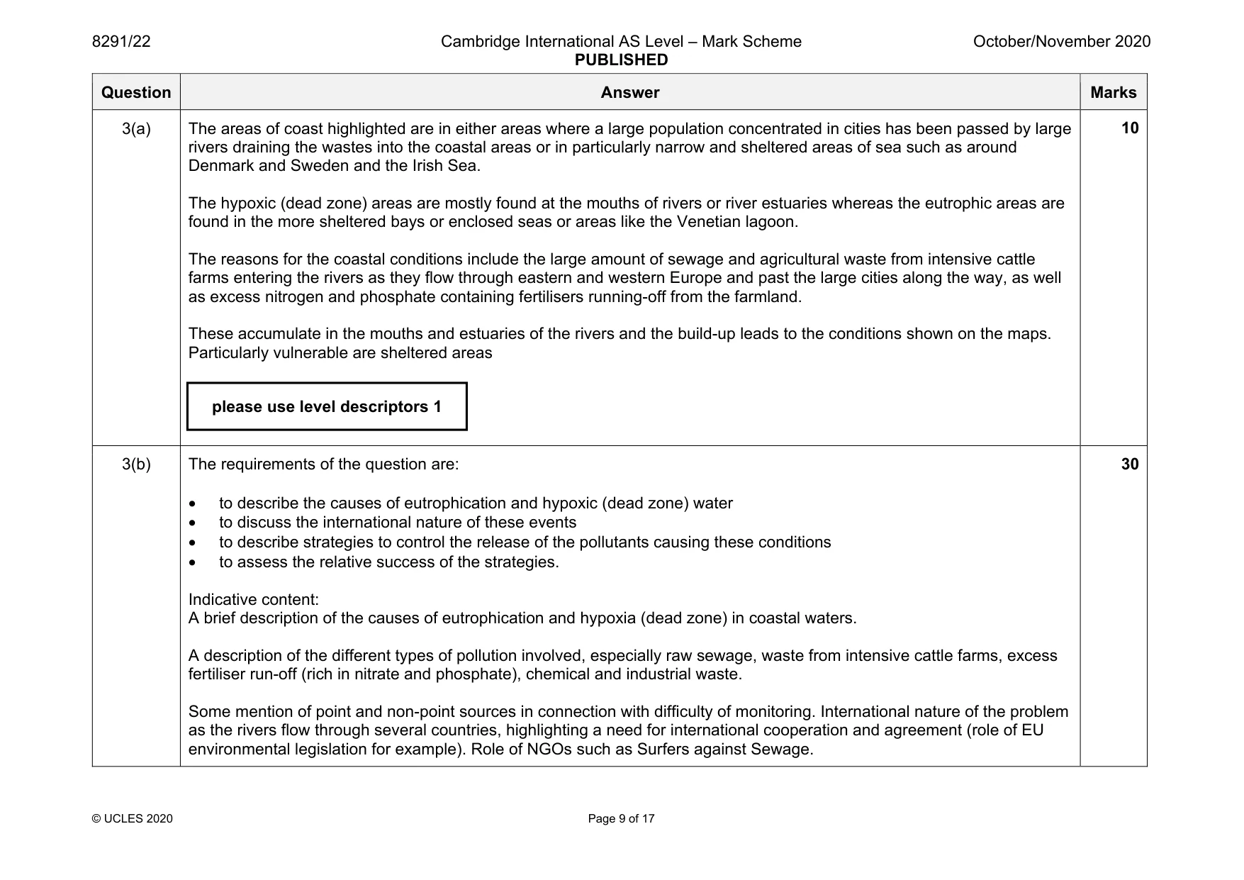 Mark scheme, page 9 of 17