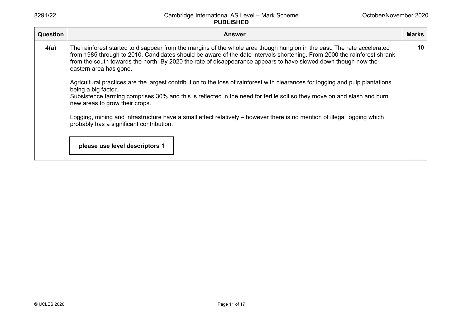 Mark scheme, page 11 of 17