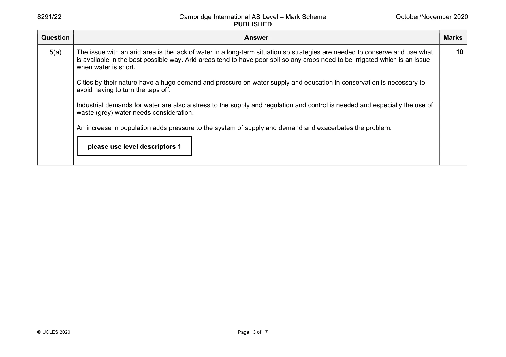 Mark scheme, page 13 of 17